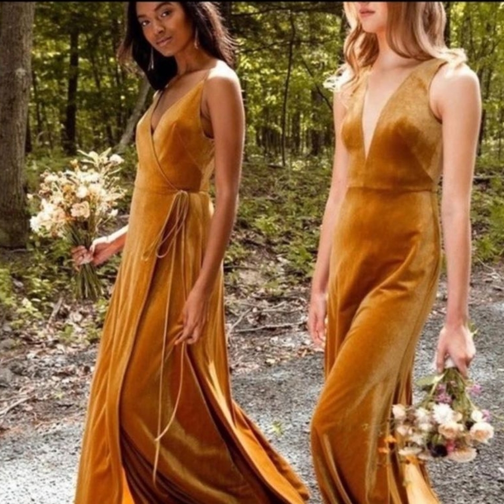 Jenny Yoo Andi Dress in Marigold Velvet size 6